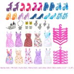 Vtements de poupe pour filles, 50 pices, vtements quotidiens, jupe, tenue, collier, boucles d'oreilles, ...