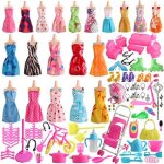 Vtements de poupe faits a la main, couleurs alatoires, 125 pices, mini chaussures, sac a main, ensemble ...