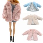 Vtements de poupe a manches longues, manteau de fourrure douce, hiver chaud dcontract, accessoires ...