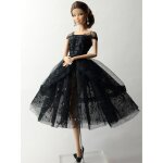 Vtements de princesse pour poupes, jupe, hauts, accessoires en tulle transparent, noir