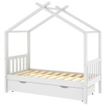 Vidaxl cadre de lit d'enfant avec un tiroir blanc pin massif 80x160 cm