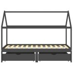 Vidaxl cadre de lit d'enfant avec tiroirs gris fonc pin 90x200 cm