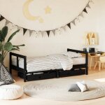 Vidaxl cadre de lit pour enfant tiroirs noir 80x160 cm bois pin massif