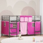 Vidaxl cadre de lit superpos� pour enfants avec rideaux noir et rose