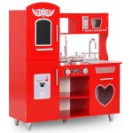 Vidaxl cuisine en jouet pour enfants mdf 84x31x89 cm rouge