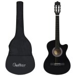 Vidaxl ensemble de guitare dcoupe classique 12 pcs 6 cordes noir 38