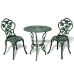 Vidaxl jeu de bistro 3 pcs aluminium coulé vert Vidaxl jeu de bistro 3 pcs aluminium coulé vert