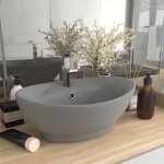 Vidaxl lavabo ovale a trop - plein gris clair mat 58, 5x39 cm c�ramique