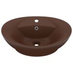 Vidaxl lavabo ovale a trop - plein marron foncé mat 58, 5x39 cm céramique Vidaxl lavabo ovale a trop - plein marron foncé mat 58, 5x39 cm céramique