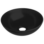 Vidaxl lavabo de salle de bain cramique noir mat rond