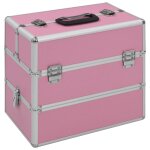 Vidaxl mallette a maquillage 37x24x35 cm rose aluminium