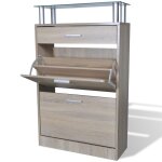 Vidaxl meuble a chaussures avec tiroir et plateau en verre bois aspect chêne Vidaxl meuble a chaussures avec tiroir et plateau en verre bois aspect chêne