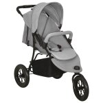 Vidaxl poussette pour bb gris clair acier