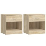 Vidaxl table de chevet 2 pcs avec tiroir couleur de chne