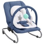 Vidaxl transat pour bb bleu marine acier