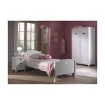 Vipack amori lit simple 90x200cm laqu blanc + table de chevet + armoire 2 portes