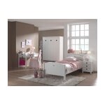 Vipack amori lit simple 90x200cm + sommier + chevet + armoire 3 portes + bureau