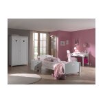 Vipack amori lit simple 90x200cm + table de chevet + bureau + armoire 2 portes