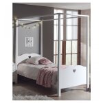 Vipack amori lit simple baldaquin 90x200cm laqu blanc + sommier Vipack amori lit simple baldaquin 90x200cm laqu blanc + sommier