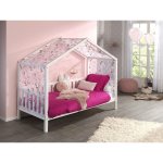 Vipack dallas lit mh 90 x 200 blanc + tente textile papillon