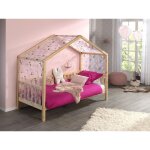 Vipack dallas lit mh 90 x 200 naturel + tente textile papillon