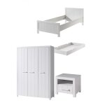 Vipack erik lit simple 90x200 cm + chevet + armoire 3 portes + lit gigogne