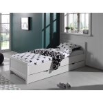 Vipack erik lit simple 90x200 cm + sommier lattes + lit gigogne