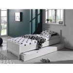 Vipack erik lit simple + chevet en bois laqu + armoire 2 portes + lit gigogne