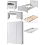 Vipack erik lit simple + chevet + bureau + lit gigogne + sommier + armoire 3 portes