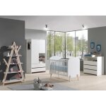 Vipack kiddy lit bb + commode + plan langer + armoire 2 portes + bibliothque design