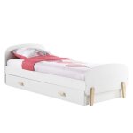 Vipack kiddy lit simple en bois laqu et brut et sommier 90x200cm blanc + lit gigogne Vipack kiddy lit simple en bois laqu et brut et sommier 90x200cm blanc + lit gigogne