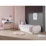 Vipack kiddy lit simple et sommier 90x200cm blanc + lit gigogne + bureau