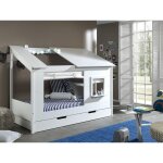 Vipack lio lit cabane 90x200cm + set de rideaux + lit gigogne