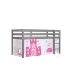 Vipack lit enfant surélevé pino 90x200cm gris + rideau de lit princess Vipack lit enfant surélevé pino 90x200cm gris + rideau de lit princess
