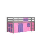 Vipack lit enfant surlev pino 90x200cm gris + rideau de lit bella Vipack lit enfant surlev pino 90x200cm gris + rideau de lit bella