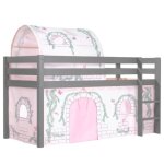 Vipack lit enfant surlev pino 90x200cm gris + rideau et tunnel de lit birdy Vipack lit enfant surlev pino 90x200cm gris + rideau et tunnel de lit birdy