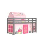 Vipack lit enfant surlev pino 90x200cm gris + rideau et tunnel de lit spring Vipack lit enfant surlev pino 90x200cm gris + rideau et tunnel de lit spring