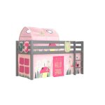 Vipack lit enfant surlev pino 90x200cm gris + spring rideau + tunnel + pochettes de lit Vipack lit enfant surlev pino 90x200cm gris + spring rideau + tunnel + pochettes de lit