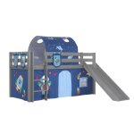 Vipack lit enfant surlev avec toboggan gris + rideau et tunnel de lit + 3 pochettes space Vipack lit enfant surlev avec toboggan gris + rideau et tunnel de lit + 3 pochettes space