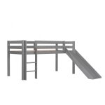 Vipack lit enfant surlev avec toboggan pino 90x200cm gris