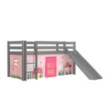 Vipack lit enfant surlev avec toboggan pino 90x200cm gris + rideau de lit spring Vipack lit enfant surlev avec toboggan pino 90x200cm gris + rideau de lit spring