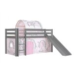Vipack lit enfant surlev avec toboggan pino 90x200cm gris + rideau et tunnel de lit birdy Vipack lit enfant surlev avec toboggan pino 90x200cm gris + rideau et tunnel de lit birdy