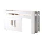 Vipack lit mezzanine pin massif laqu blanc noah 90