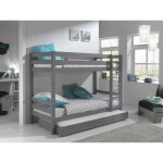 Vipack lit superpose enfant bois pino 90x200cm gris hauteur 160 + lit gigogne