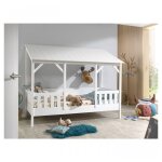 Vipack malia lit cabane 90x200cm avec toit blanc + sommier 16 lattes 90x200cm beige Vipack malia lit cabane 90x200cm avec toit blanc + sommier 16 lattes 90x200cm beige