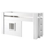 Vipack noah lit mezzanine 90x200cm pin massif laqu blanc + set de rideaux Vipack noah lit mezzanine 90x200cm pin massif laqu blanc + set de rideaux