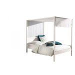 Vipack pino lit a baldaquin avec sommier a lattes 140x200 cm blanc + ciel de lit