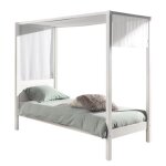 Vipack pino lit banquette blanc avec sommier + ciel de lit