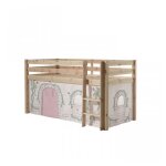 Vipack pino lit compact pin massif naturel 209 x 105 x 114 cm + rideau de lit birdy