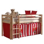 Vipack pino lit compact pin massif naturel 209 x 105 x 114 cm + rideau de lit chucky